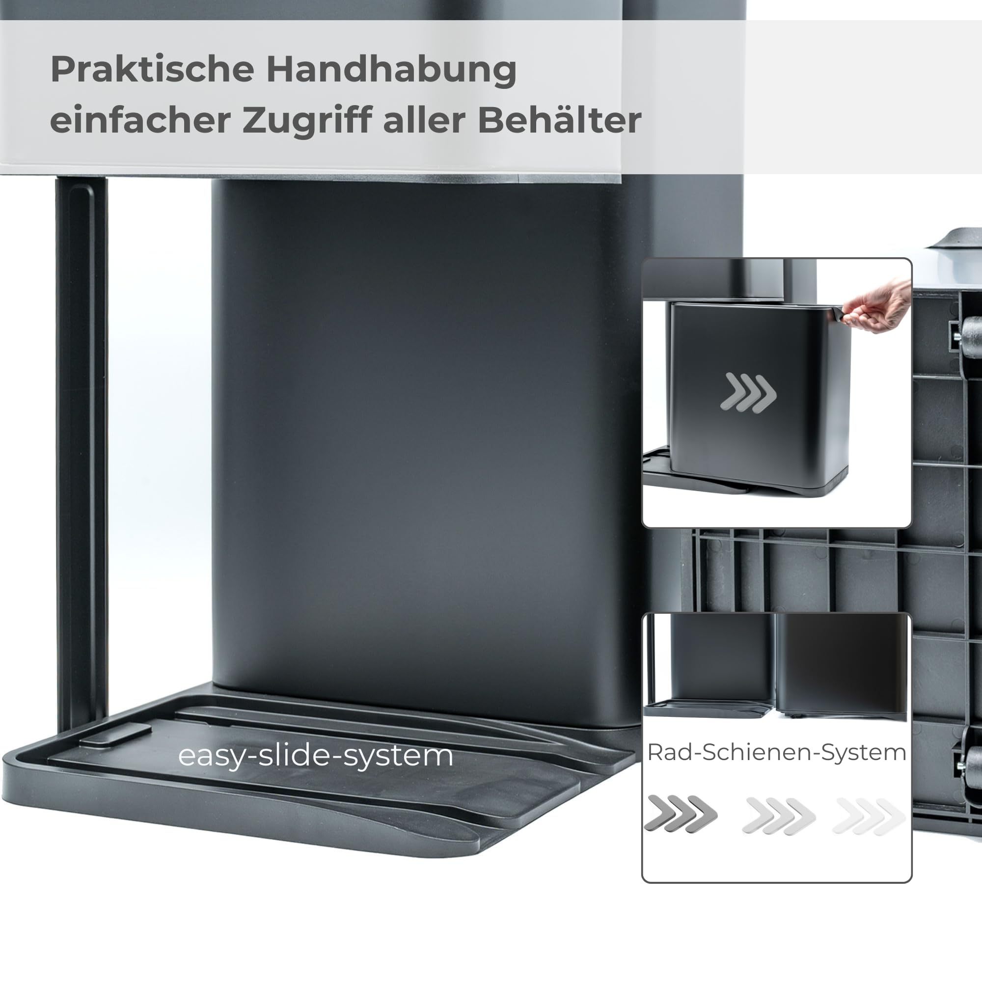osoltus Mülleimer Abfallsammler Softclose Edelstahl hoch (60 L (30 + 17 + 13 L) schwarz)