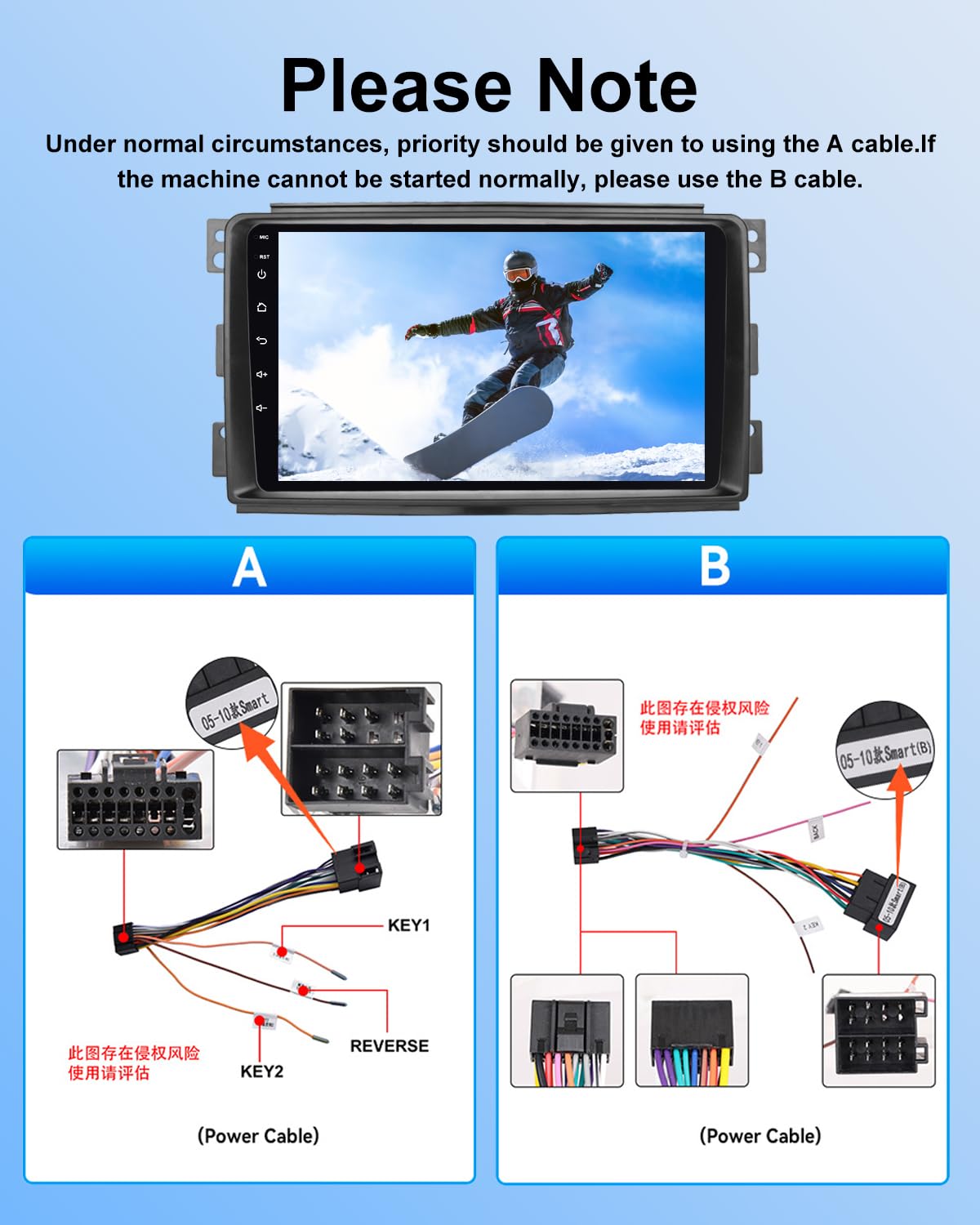 Autoradio Android NHOPEEW 2G+64G per Benz Smart Fortwo 451 2005-2010 - Carplay wireless e Android Auto - Autoradio Carplay da 9 pollici con WiFi EQ GPS FM RDS + telecamera posteriore AHD e microfono