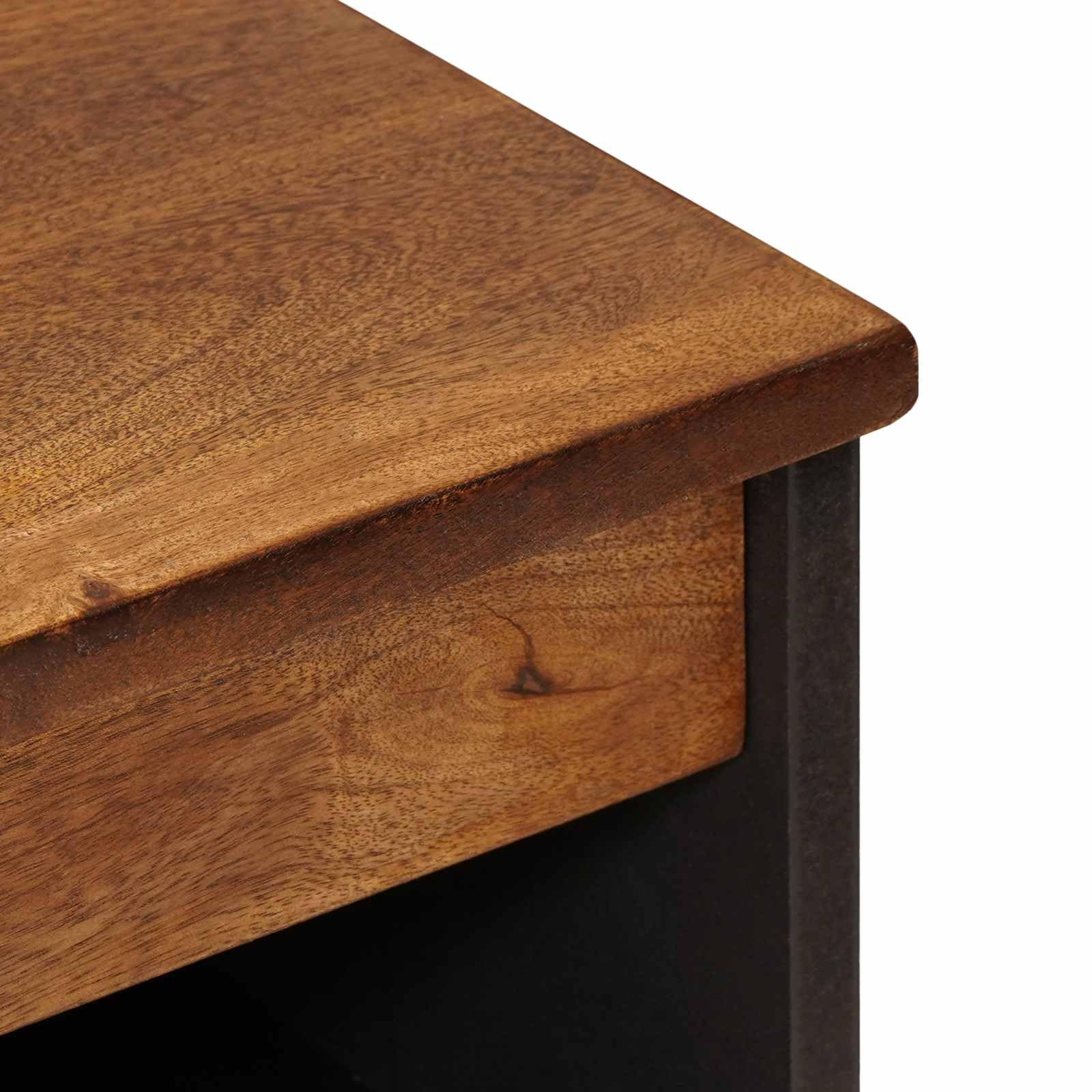 Credenza con vano portaoggetti, in noce, 60 x 33 x 75 cm, in legno massello di mango, cassettiera bassa, cassettiera per soggiorno, spazio per riporre oggetti, scaffale per Hi-Fi, DVD, CD