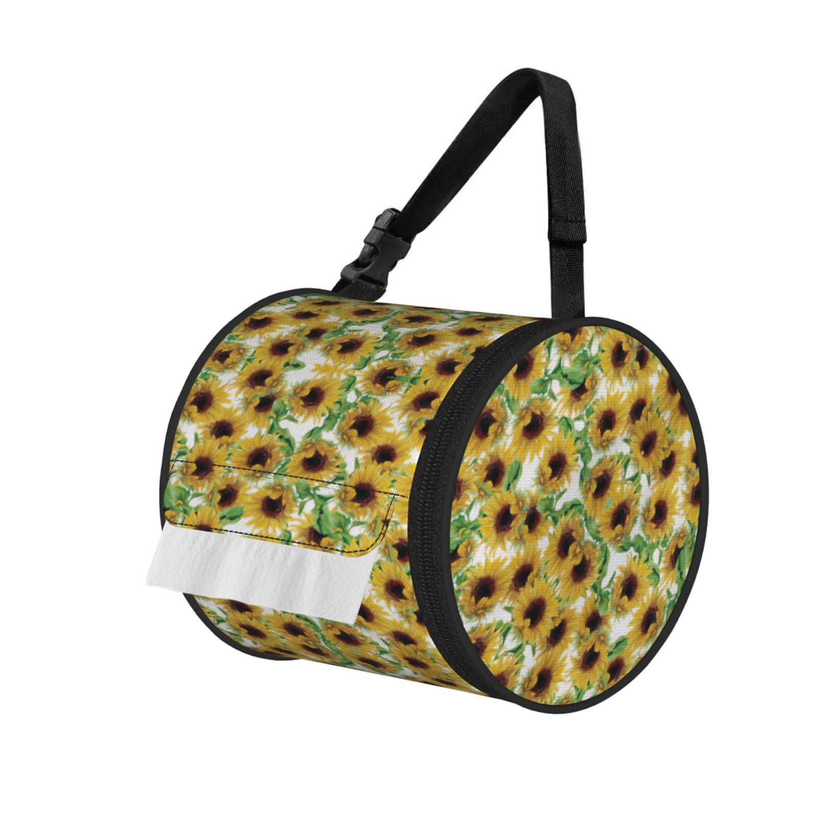 Sunflower.1 Printed Roll Paper Carrier Bag, Foldable Oxford Cloth Tissue Case for Camping Hiking Backpack