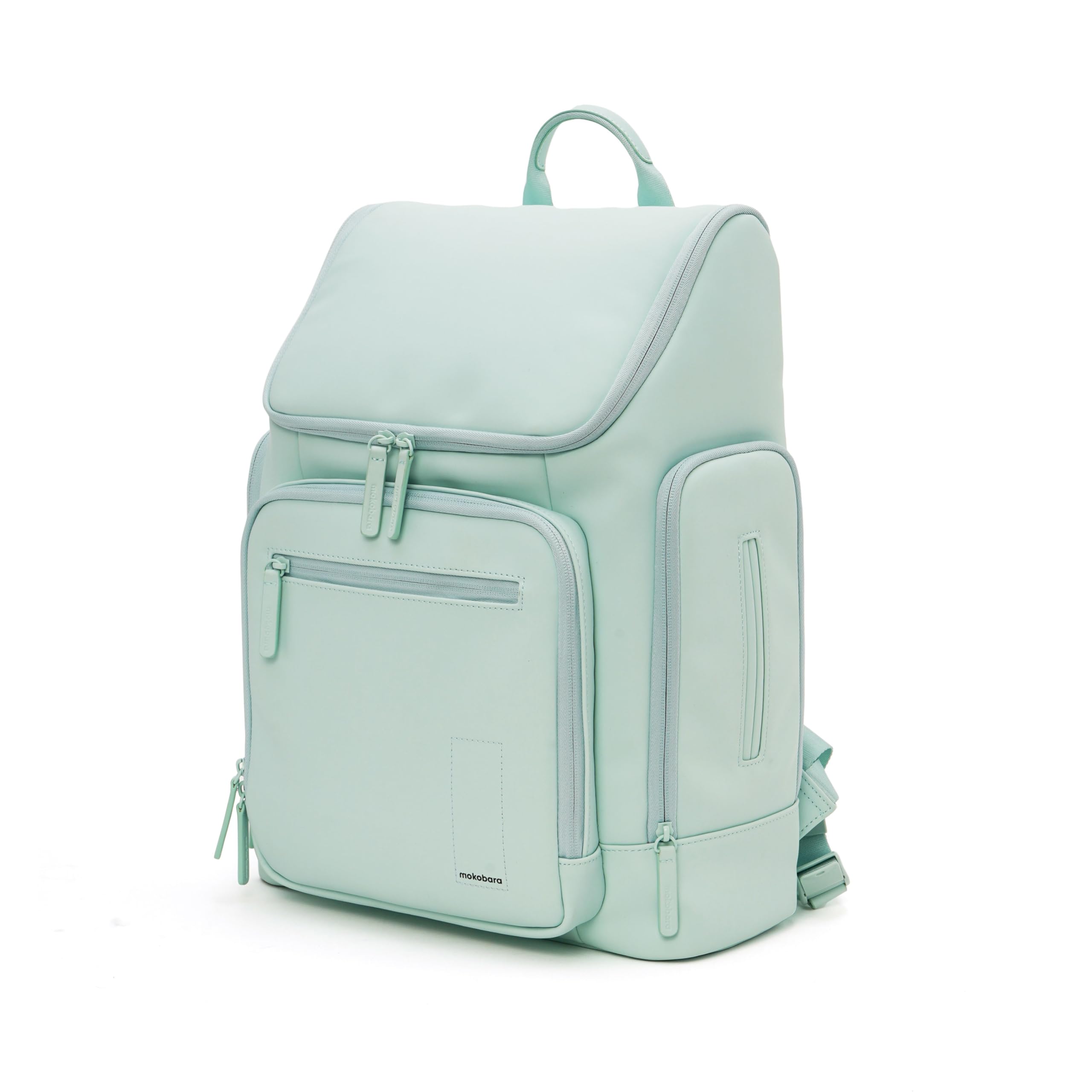 MOKOBARA Tinker Diaper Backpack-40cm(23L),Soft-Touch Polyurethane,Insulated Compartment,Wipes Dispenser Pocket,Stroller Buckles,Foldable Changing Mat Included,For Daily Use&Travel,Green(Nomnom)