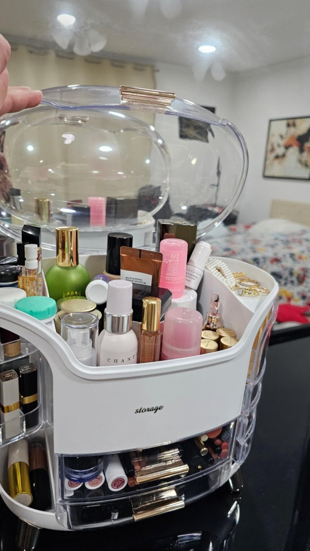 Omeily Upgrade Large Makeup Organizer Countertop Vanity Organizer Cosmetic Organizer Makeup Storage Box Bathroom Counter Organizer Perfume Skincare Organizers Gift Women Clear Design Easy Visibility