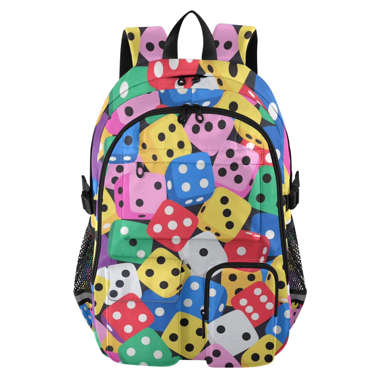 Sac à dos de voyage pour homme - Motif de dés colorés - 44,5 cm - Léger et décontracté
