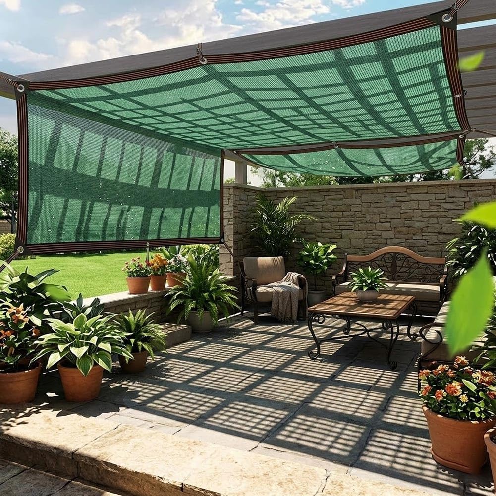 Malla Sombra Exterior, Red de Sombra, 90% Toldo De Sombra para Balcón, 2 3 4 5 6 7 8 9 10 11 12 13 14 15m Red De Sombreado Tela Impermeable Malla sombreo con Ojales, Lona de Malla(6x12m)