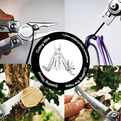 Miniatura 5 de SQT 2048 Multiherramienta 20 en 1, plegable y autobloqueante, herramienta profesional para bricolaje, reparaciones en el hogar, campamento al aire