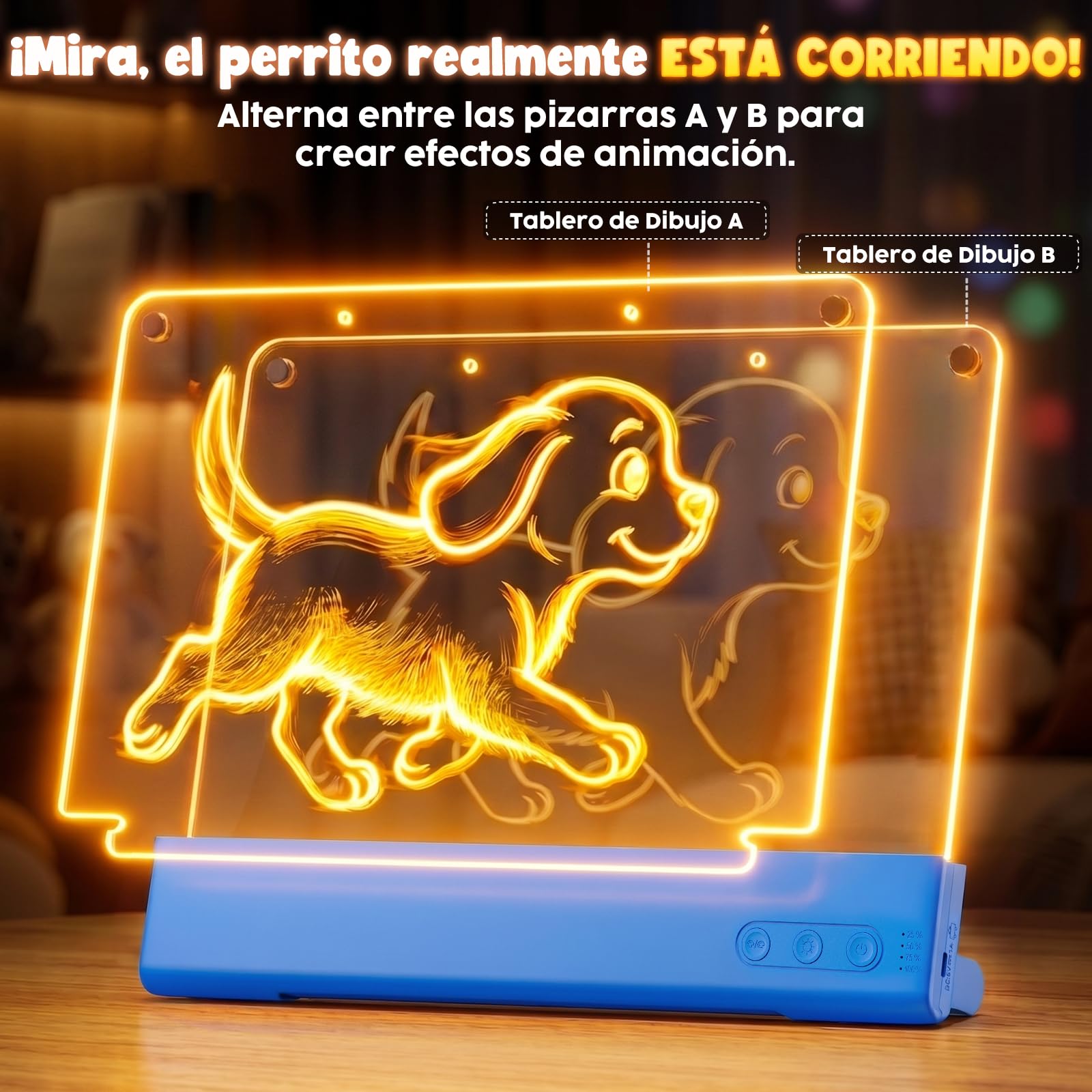 Pizarra LED Niños, Pizarra Luminosa de Doble Panel