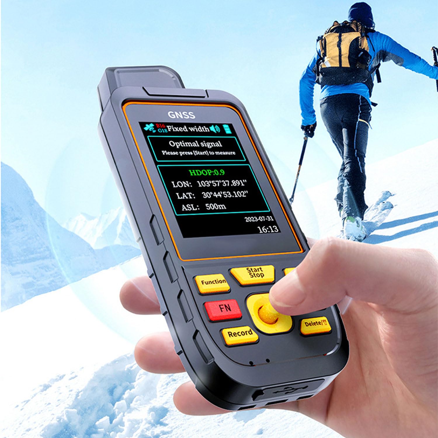 Equipo De Topografía GPS, Medidor Terrestre GNSS Profesional Portátil con Pantalla LCD De 3,6 Pulgadas, Resistente Al Agua IP67, Hora De Trabajo De 30 Horas, Registro De Área De 200 Piezas