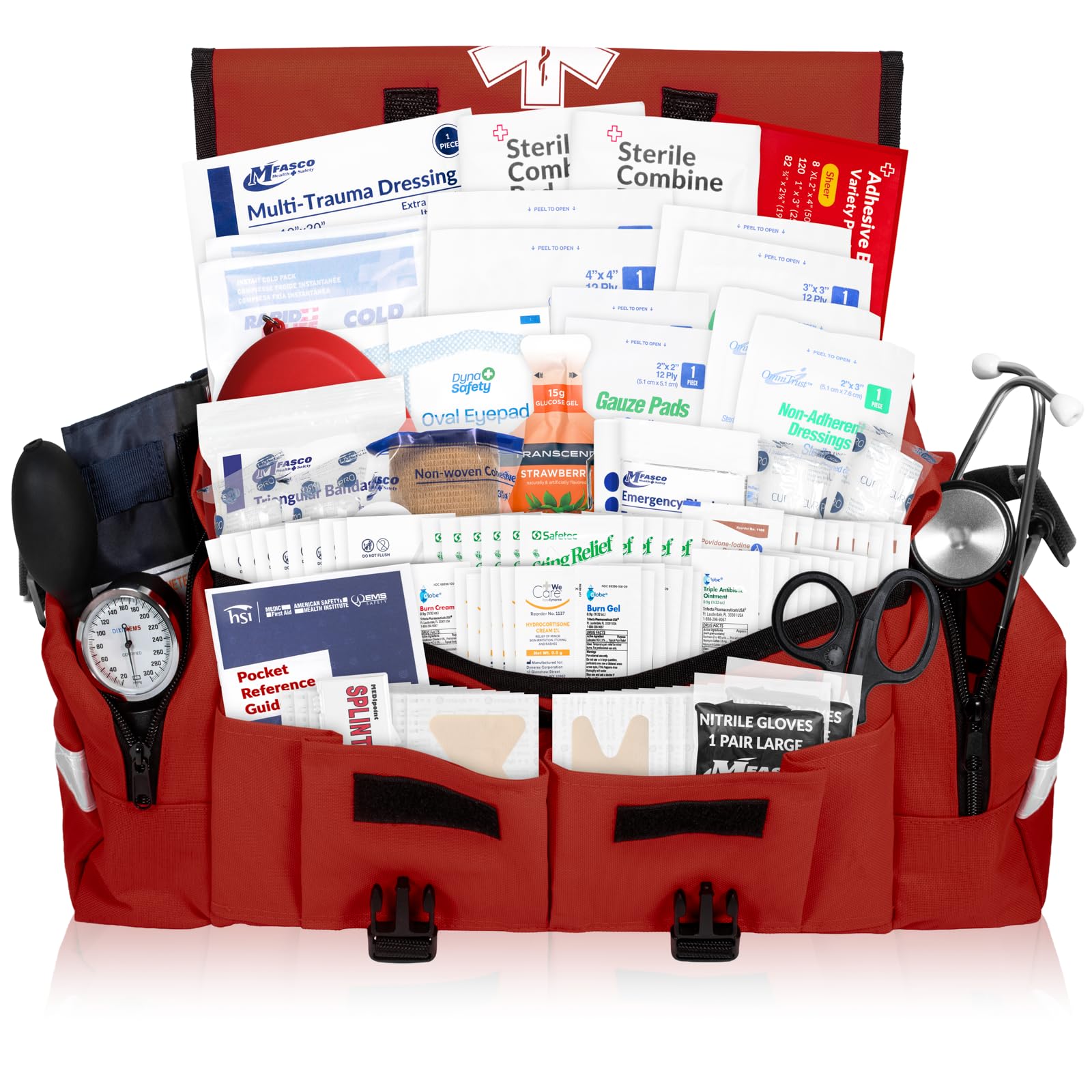 MFASCO Complete Emergency Response First Aid Kit Trauma Bag - 415 Piece Fully Stocked Supplies for Disaster Preparedness | for Business, Schools,