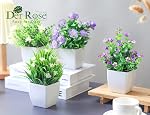 Der Rose 4 Pack de petites plantes fallacieuses Mini Faux plantes artificielles avec de fausses fleurs pour la maison Chambre ferme Salle de bain Décor Intérieur