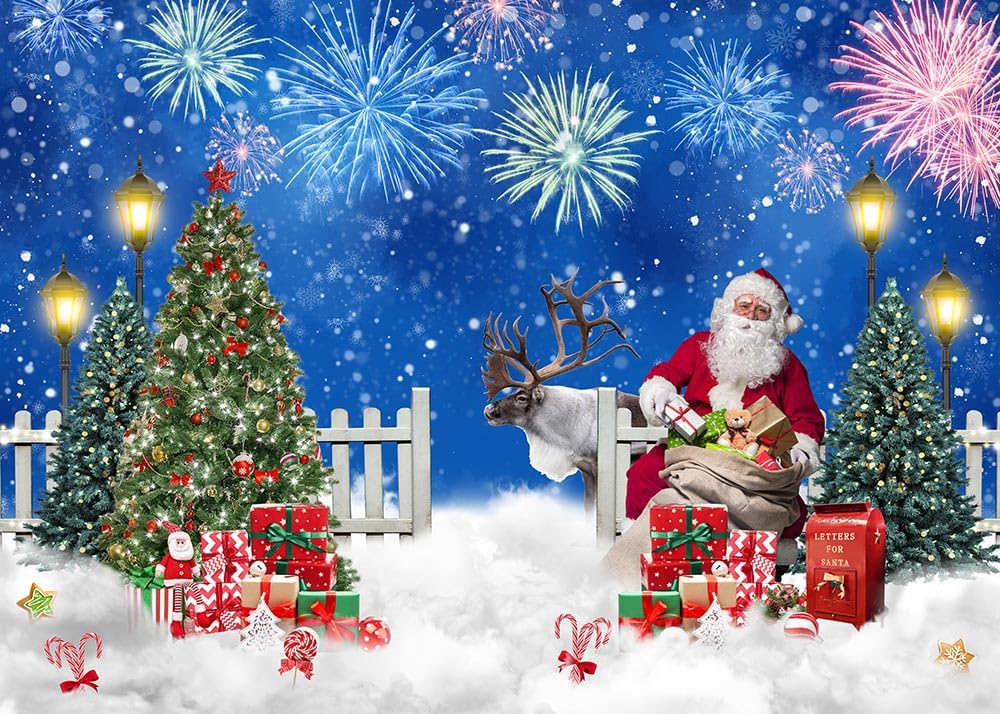 Fondo Fotografía Navidad 7x5 Pies - Taller De Papá Noel Con Cascanueces Y Juguetes | Telón Decorativo Para Fotos Y Fiestas