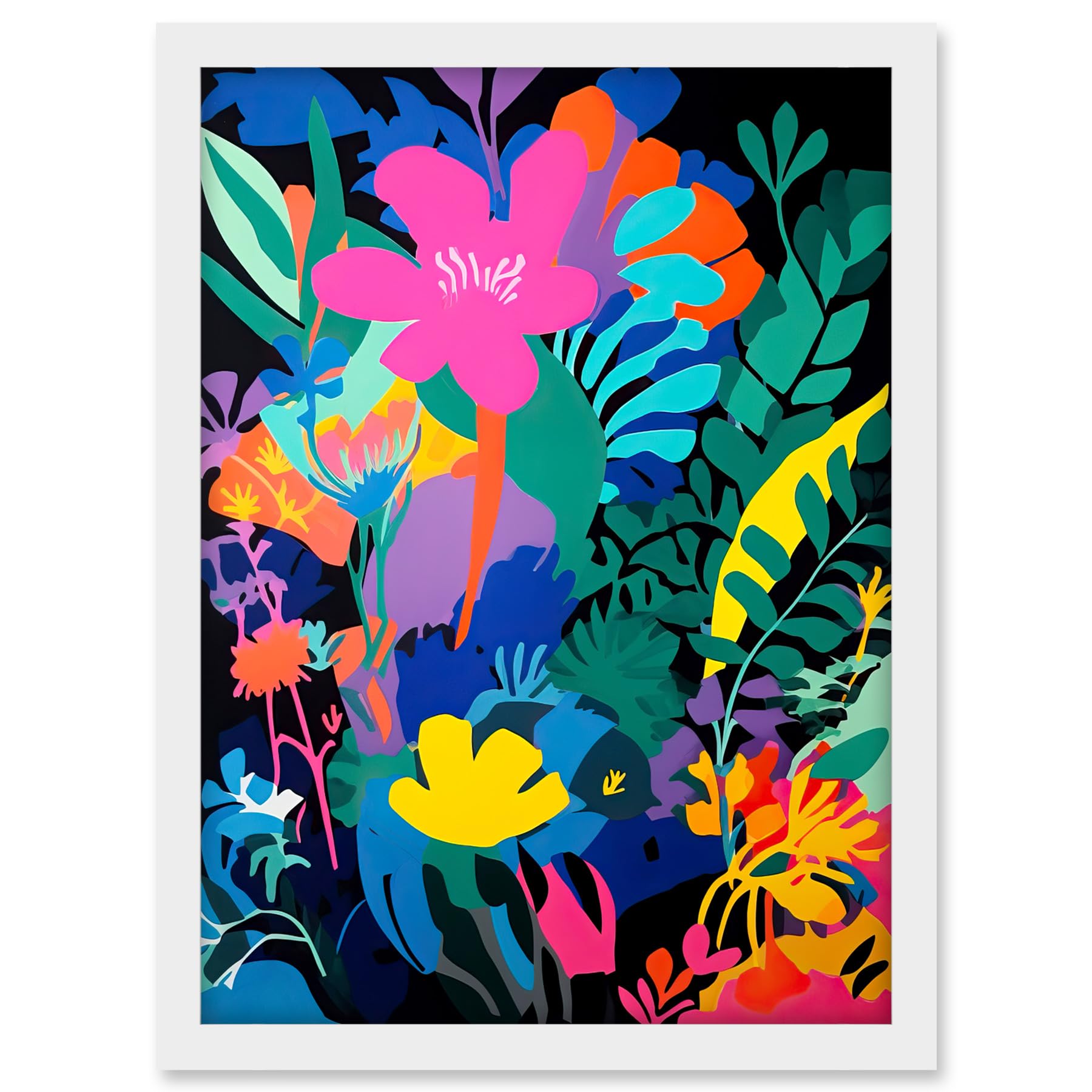 Artery8 Henri Matisse Inspired Floral Landscape Acrylic Painting Vibrant Abstract Flowers Artwork Framed A3 Wall Art Print