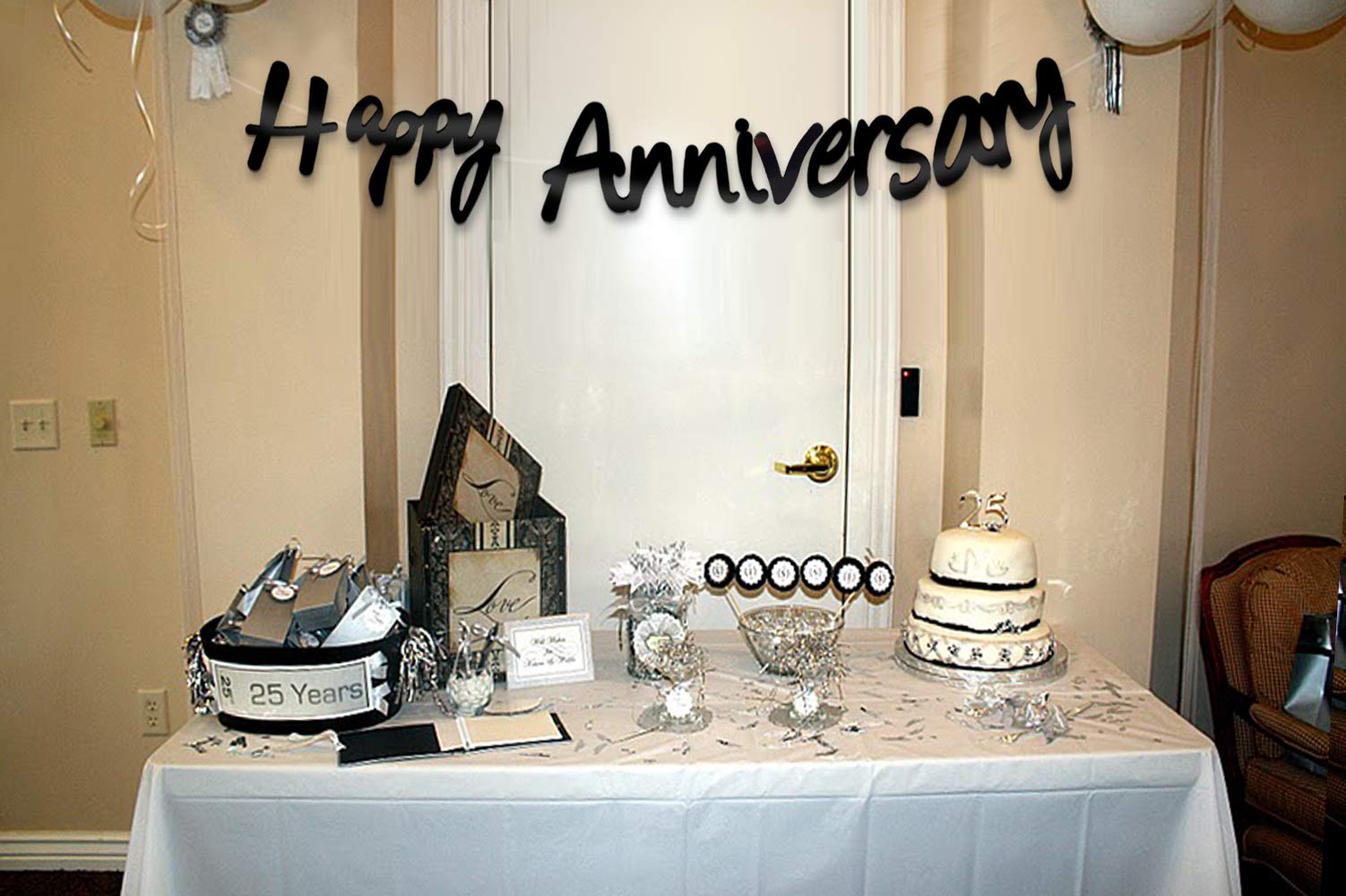 AMFIN Happy Anniversary Bunting Banner Set for Decorations/Anniversary Decorations for Home/Marriage Anniversary Decoration Items/Paper Hangings for Decor - Black,Adult 4