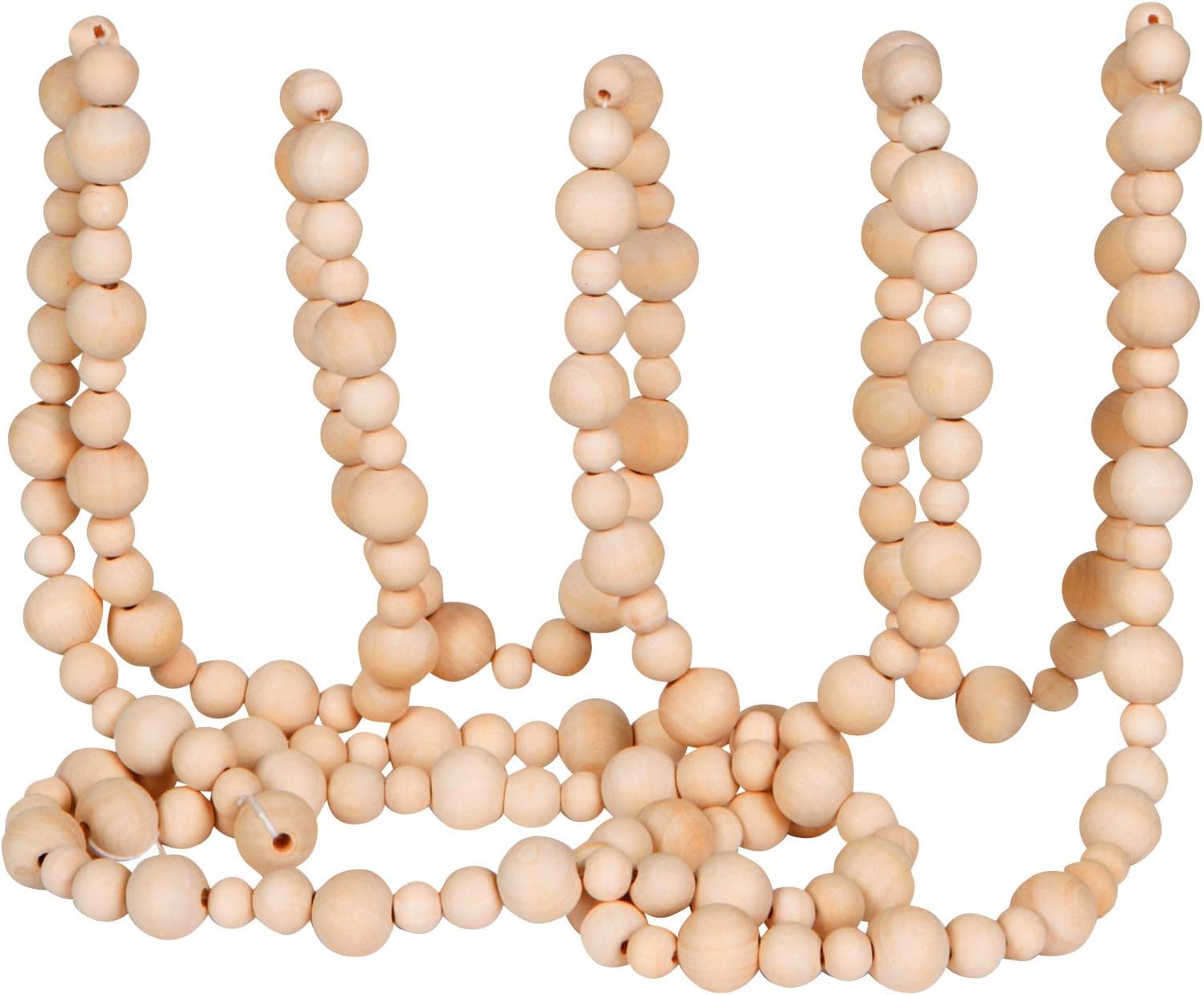 One Holiday Way 9-Foot Long Rustic Unfinished Assorted Wood Bead Garland Christmas Tree Decoration - Decorative Vintage Style Wooden Beads - Everyday Shabby Chic Wedding Country Farmhouse Home Decor