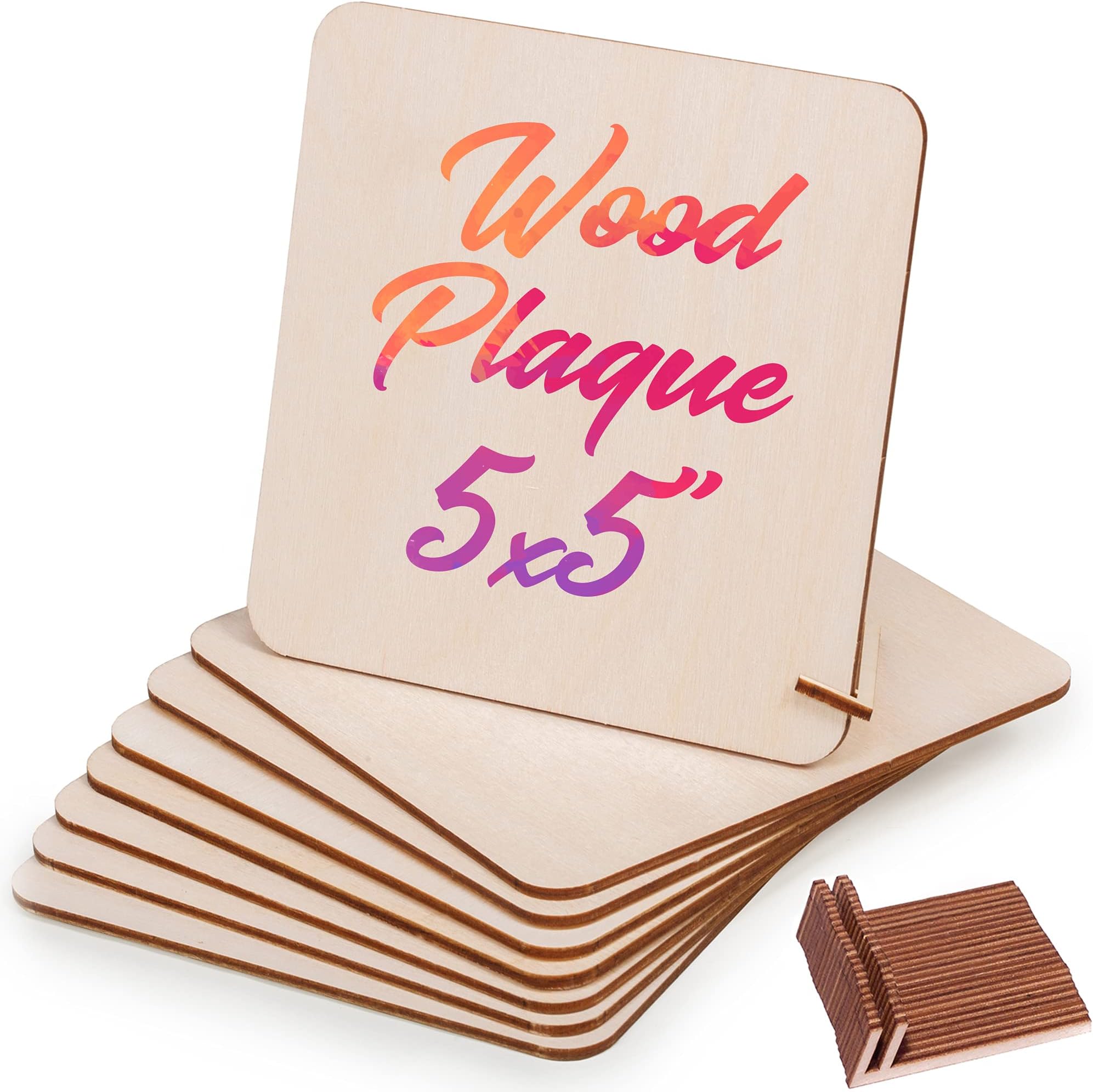 Unfinished Wood Squares 5x5-20 Square Wood Plaque with 20 Holders, Wood Pallet Plaque Blank DIY, Wooden Cutouts for Crafts, Unfinished Wood Pieces, Laser Cut Wood Tiles 4.75 x 4.75 x 1/8“