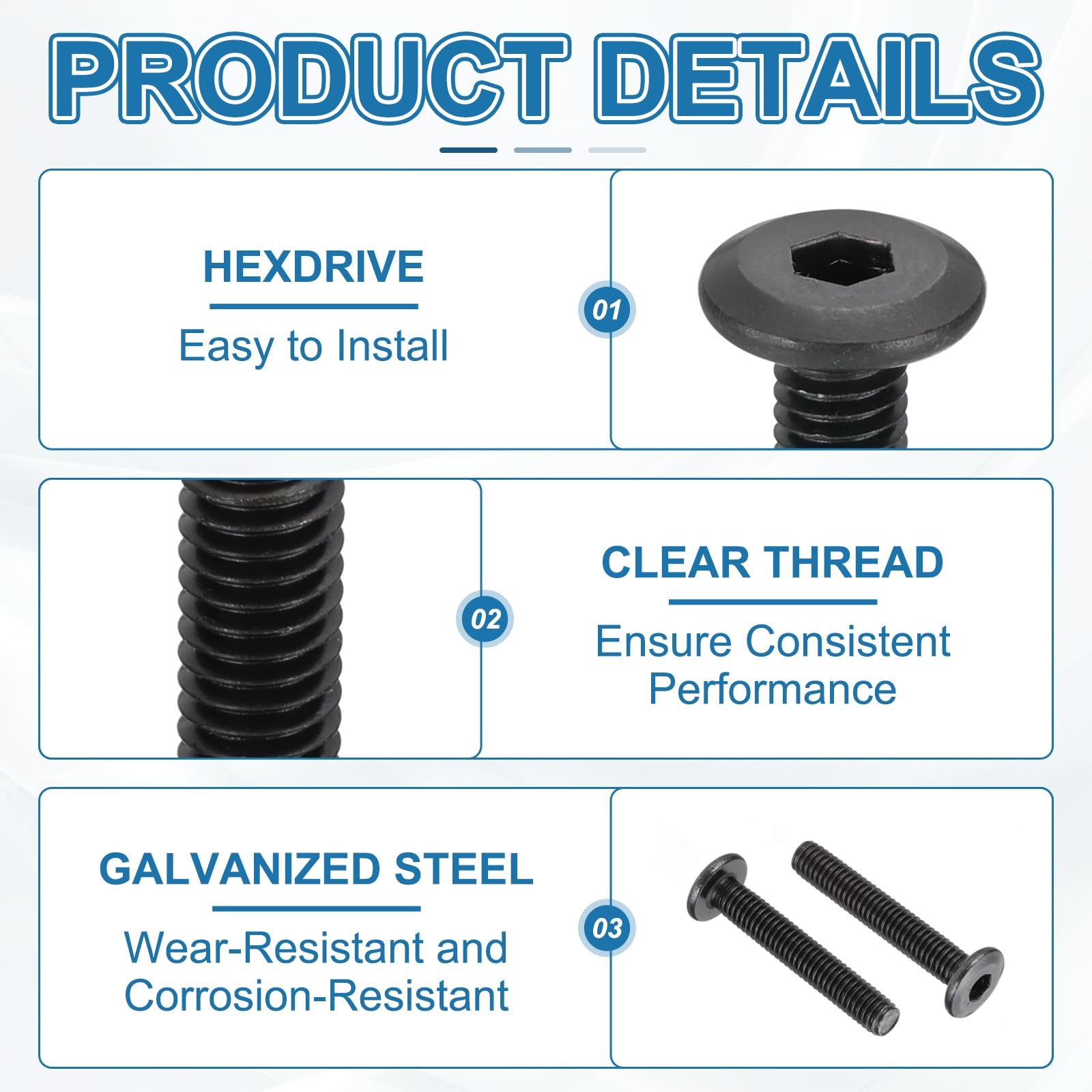 PATIKIL M6x25mm Hex Drive Socket Cap Bolt - Image 3