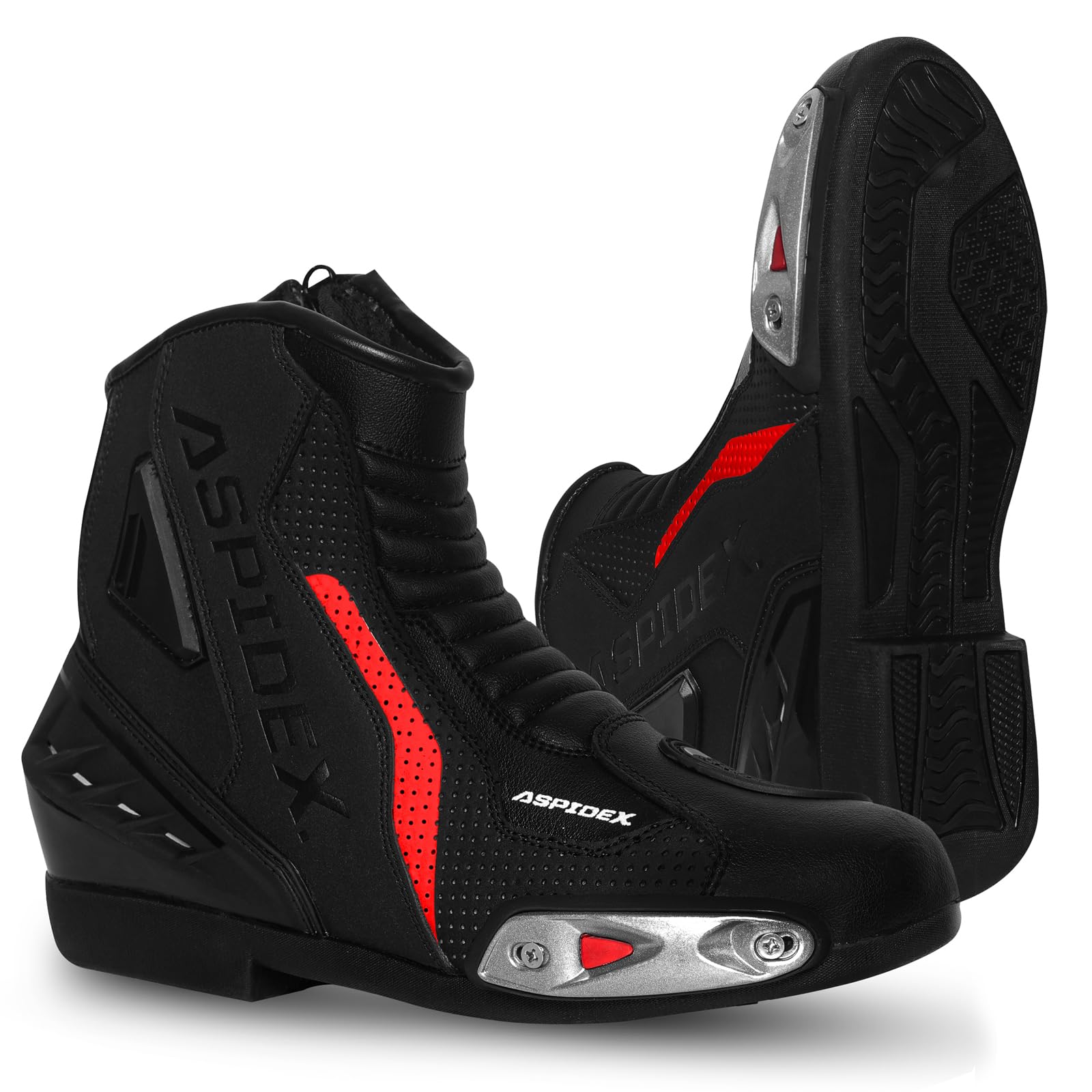 Botas de moto para hombre Botas de moto de cuero deportivas Zapatos de moto con suela de goma negra Botas