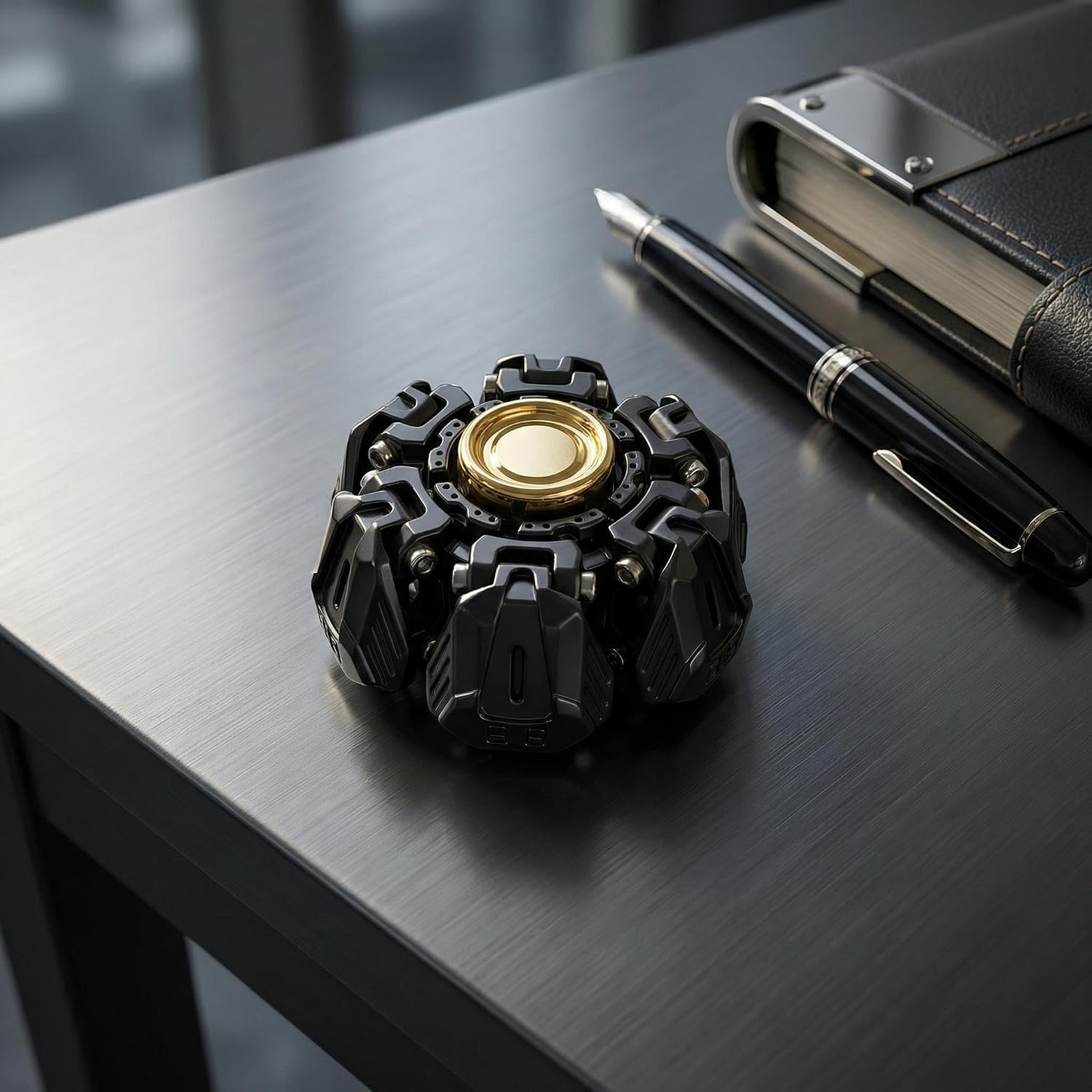Transformable Metal Fidget Spinner - Premium EDC Desk Toy for Adults, Black