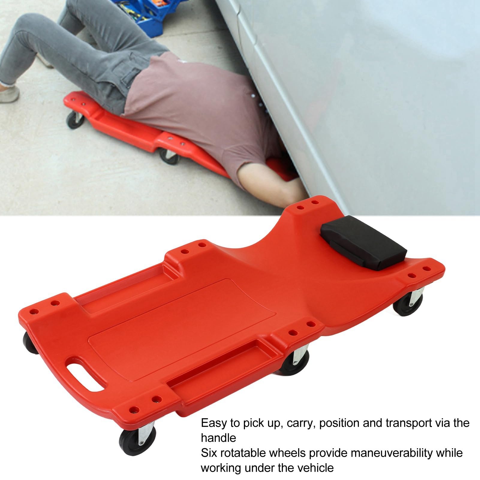 Creeper automotriz de 40 pulgadas con capacidad de 200 kg, tabla rodante y reclinable de servicio pesado para mecánicos, creeper ergonómico para reparación de automóviles con