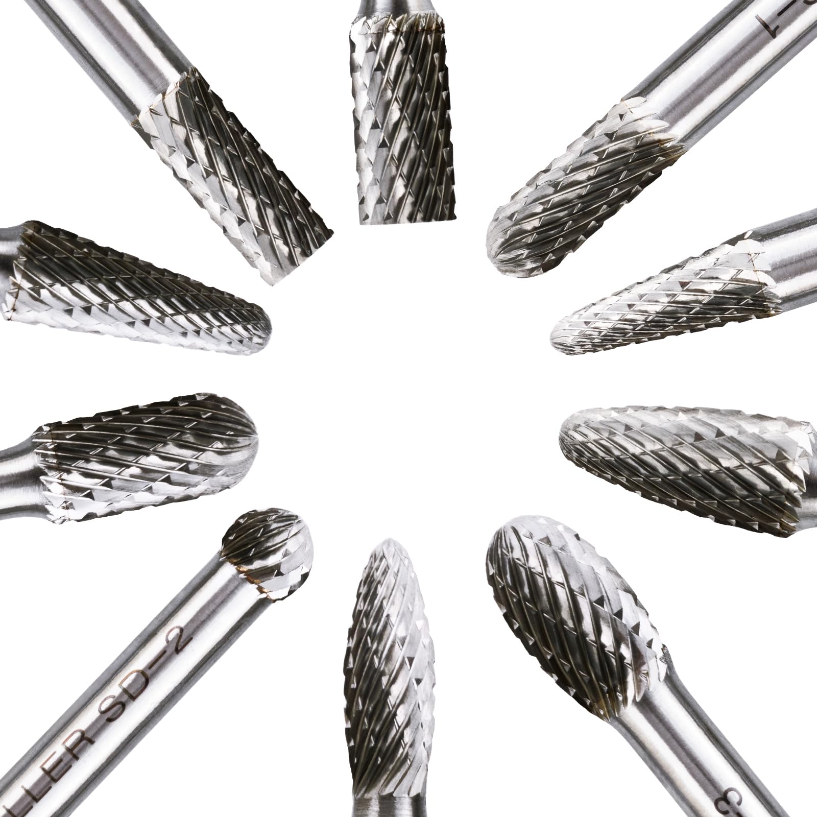 CaRoller Carbide Burr Set,1/4" Shank,10PC Double Cut Die Grinder RotaryTool — Amazon image 7