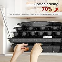 Vista 4 de Juego de 11 Piezas de Moldes Antiadherentes para Hornear, Juegos de Moldes Apilables, Moldes de Horno para Hornear con Asas de Silicona, Incluye