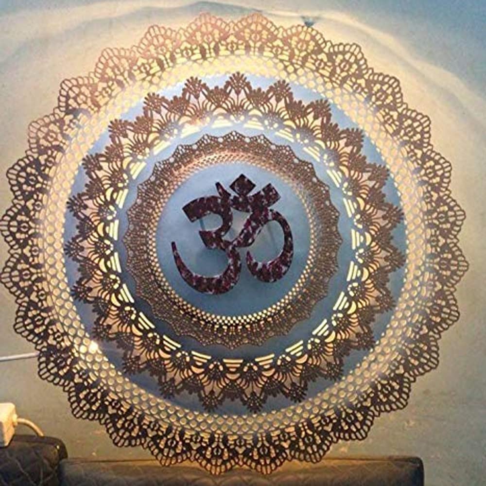 Home and Bazaar Metal OM Circle LED Decor Wall Art DÉCOR for Home Decoration Powder coated Size 32 * 5 * 32