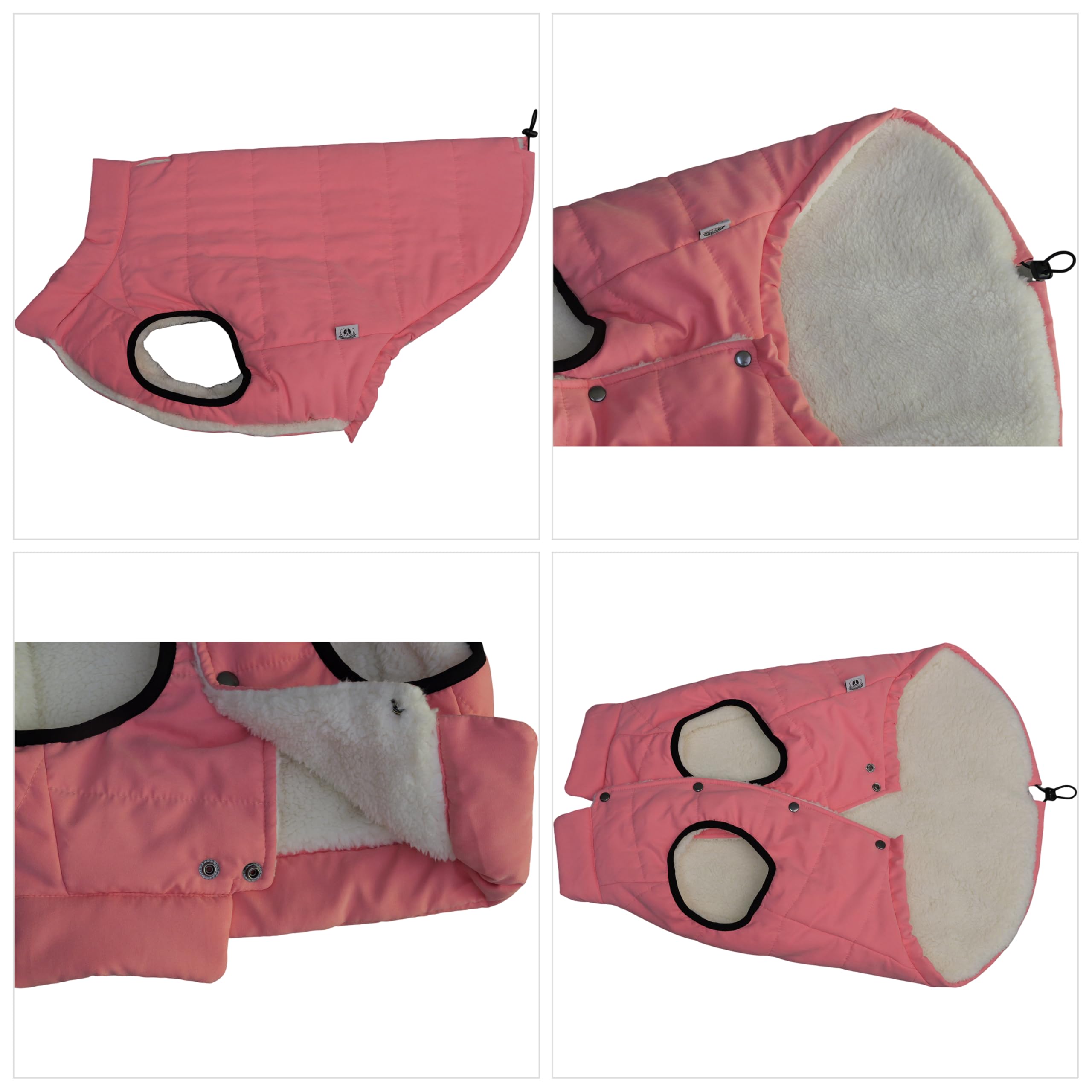 Lovelonglong Waterproof Fleece-Lined Winter Vest for Dogs Button Style Dog Warm Coats Pink L - Image 3
