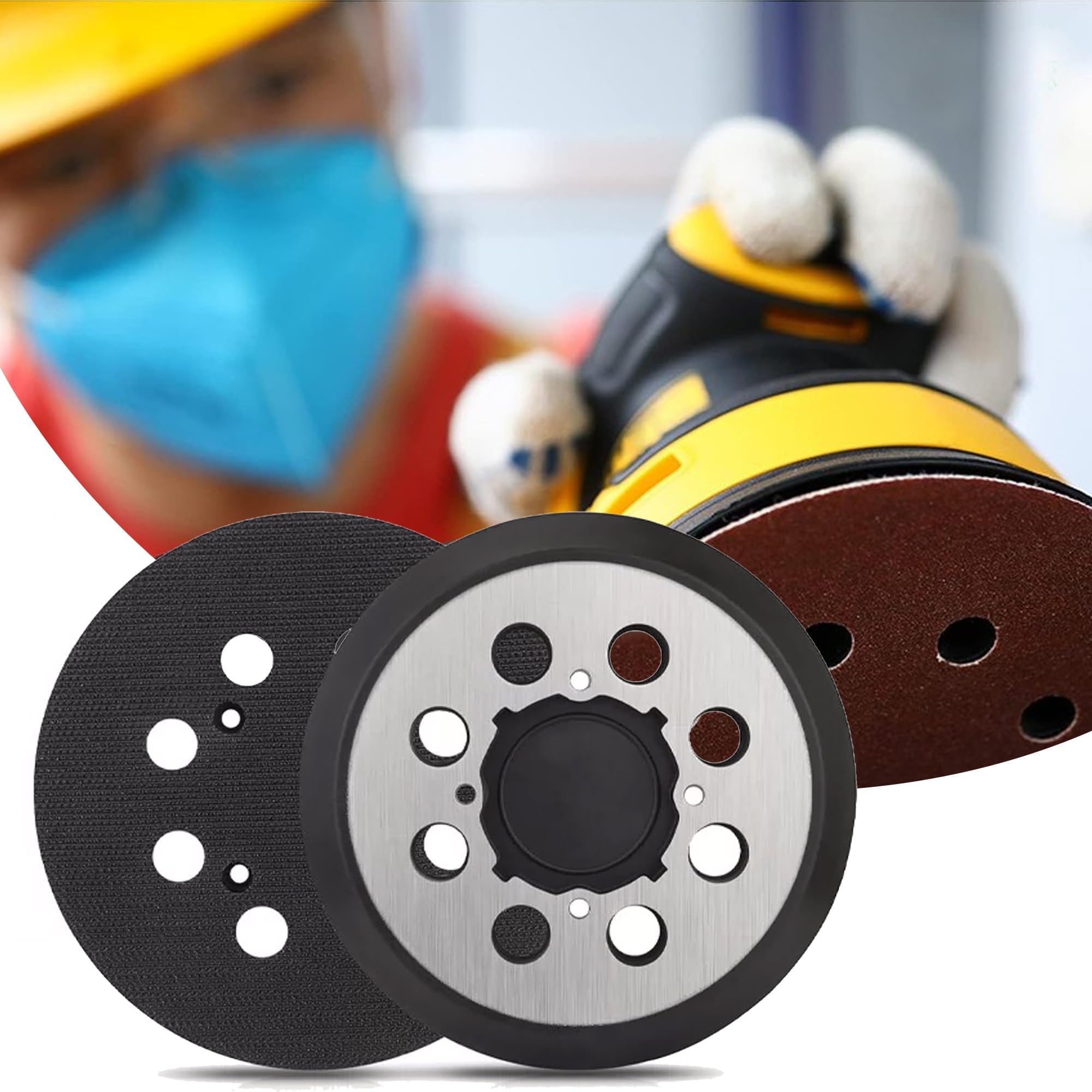 2 sztuki podkładki szlifierskie, część OEM nr DWE64233, N329079 zapasowa podkładka szlifierska 5 cali 8 otworów 4 otwory na śruby do DeWalt 5" DCW210N DWE6423