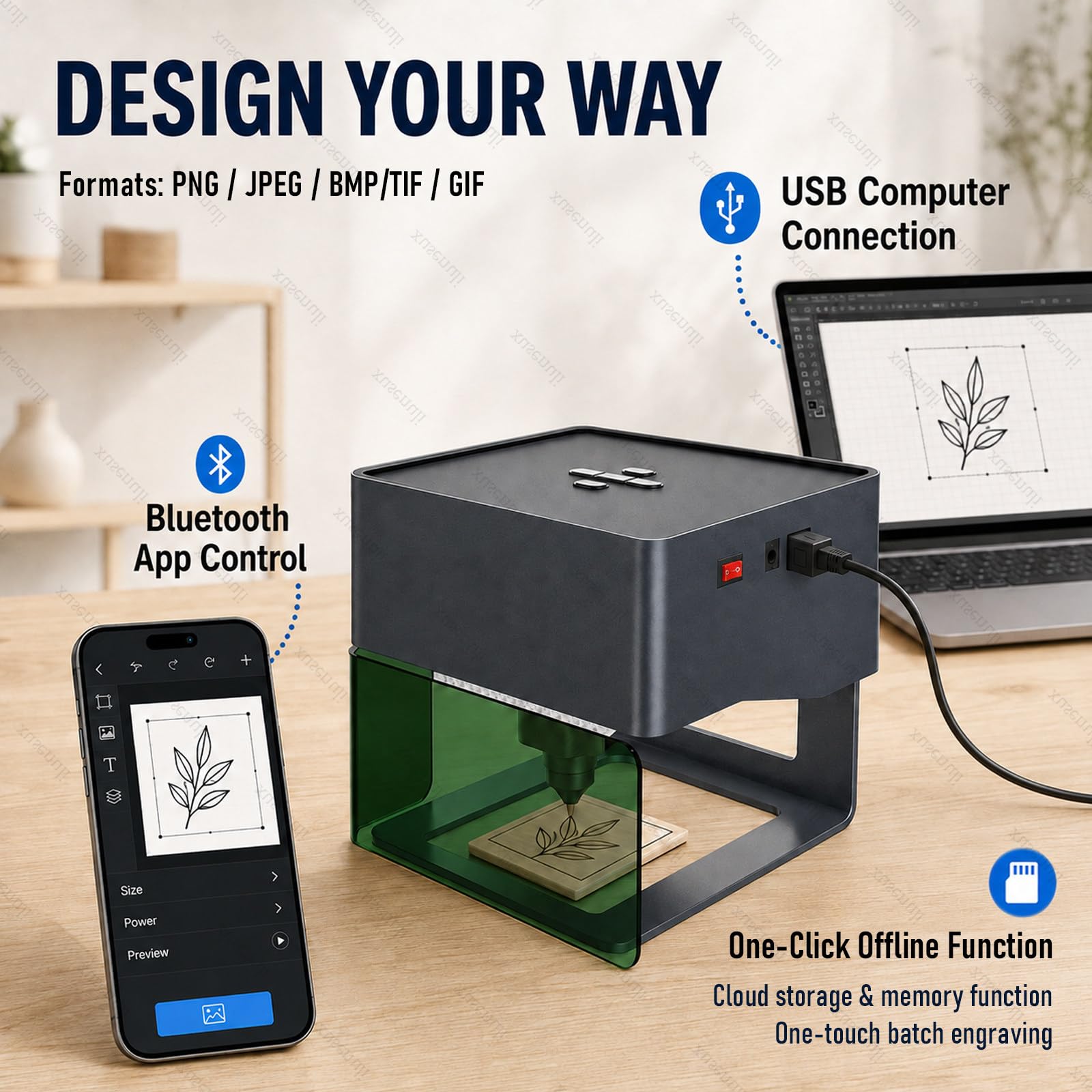 Graveur Laser de Bureau pour Logos, Noms et Étiquettes