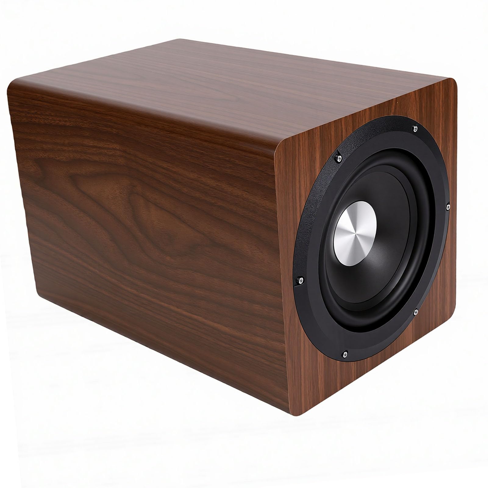 Asixxsix Subwoofer Amplificato da 6,5 ​​pollici 100 W RMS 150 W PMPO, Colore Rovere (Spina europea)