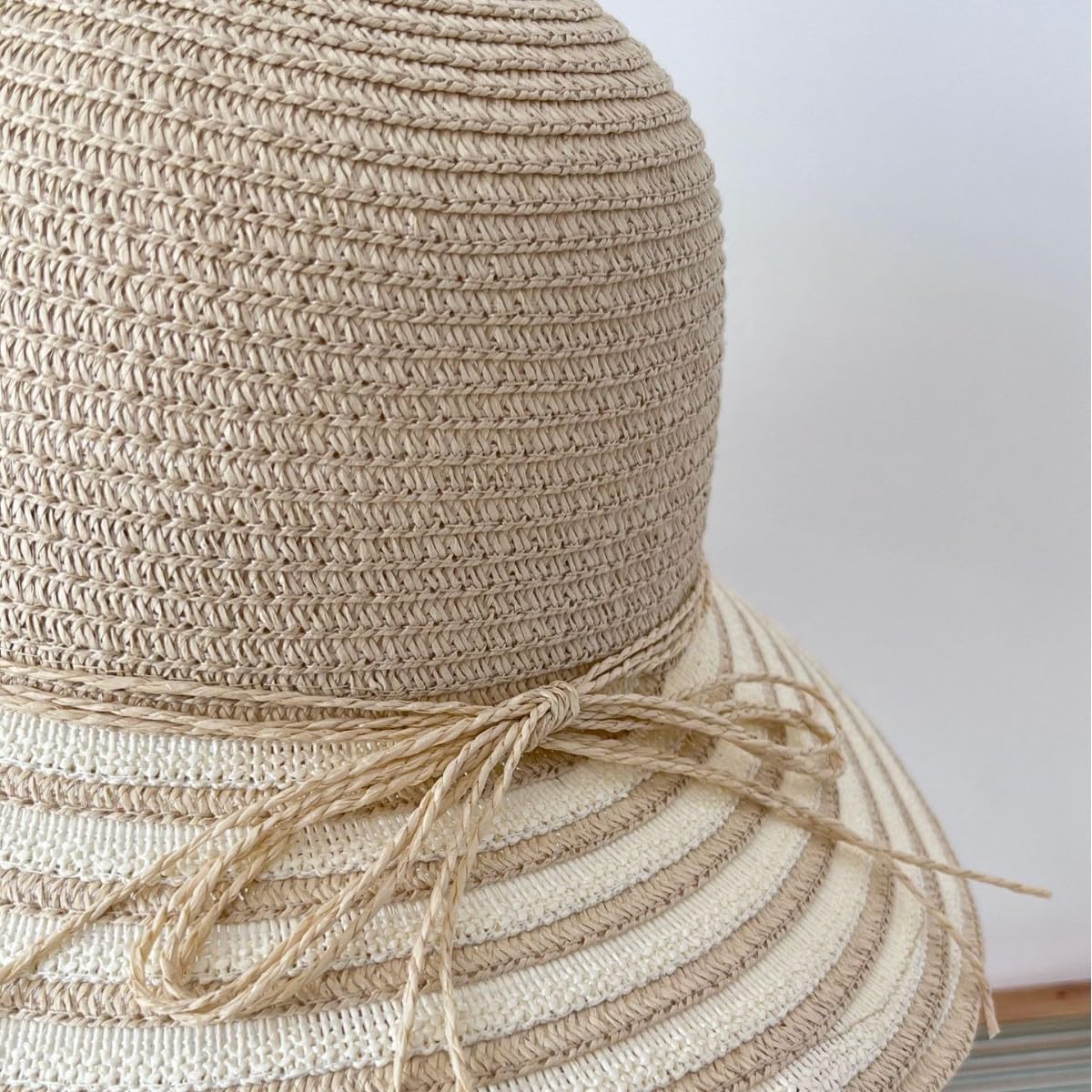 Sombrero de Paja Bohemio para Mujer,Gorra de ala Ancha para El Sol,Plegable,con Rayas Flexibles,para Playa,para Viajes,Vacaciones de Verano,Suave,Ligero y Transpirable