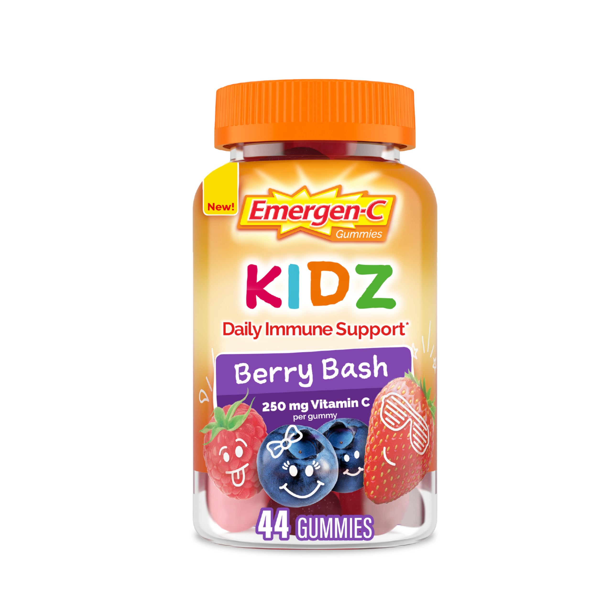 Emergen-CKidz Daily Immune Support Dietary Supplements, Flavored Gummies with Vitamin C and B Vitamins for Immune Support, Berry Bash Flavored Gummies, Back to School Essentials - 44 Count