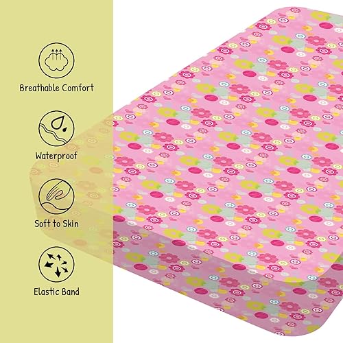 Miniatura 4 de Funda impermeable para cambiador de pañales para bebés niños y niñas, portátilmini microfibra suave (flor rosa)