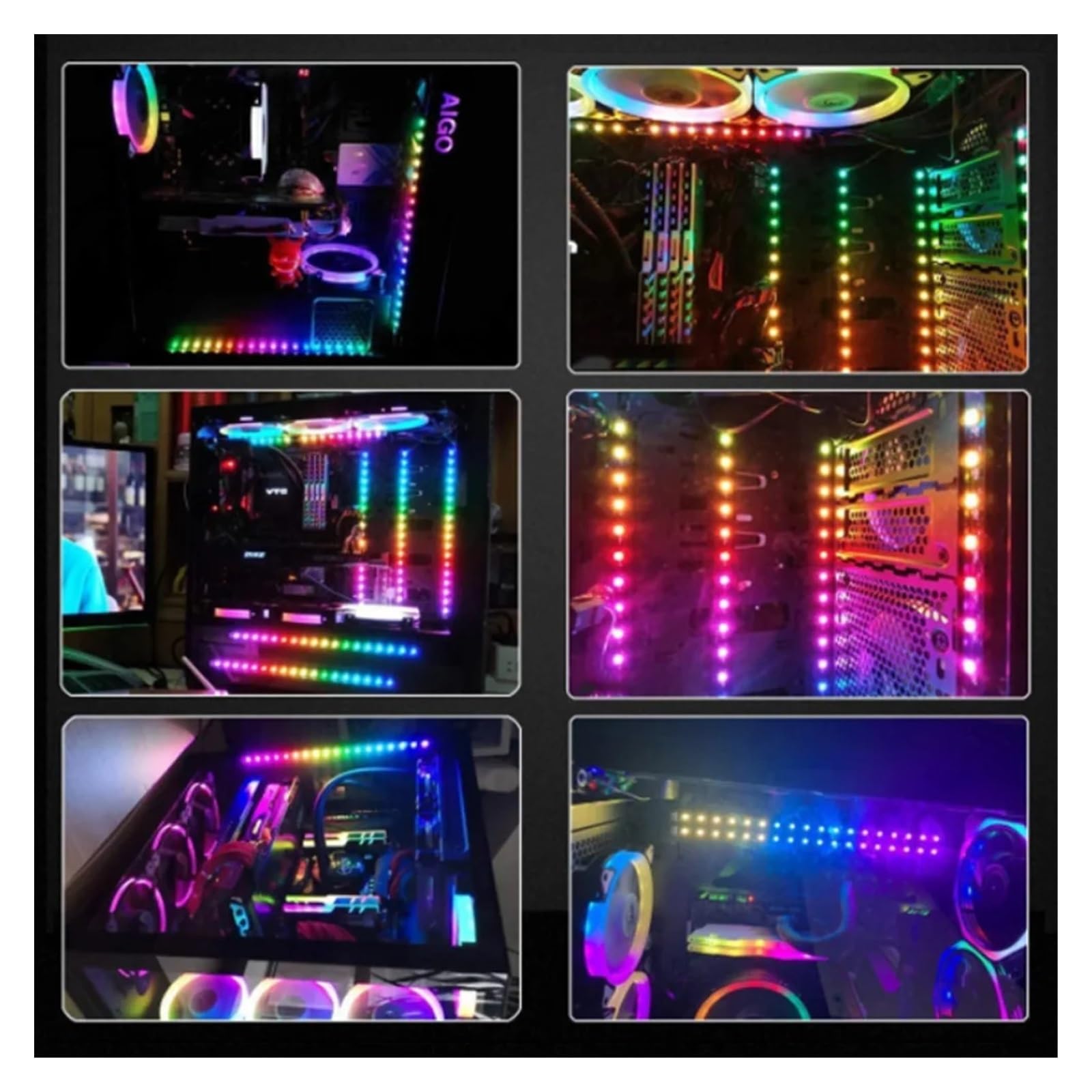 Rainbow PC Digital WS2812b LED-Streifenlicht for 5 V 3-poliges ARGB-Header-PC-Gehäuse(Waterproof,30 1m X3)