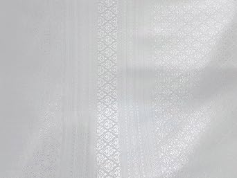 Amornphan 44 Inches White Bo Leaf Traditional Woven Faux Thai Silk Damask Fabric for Wedding Dress Skirt by The Yard