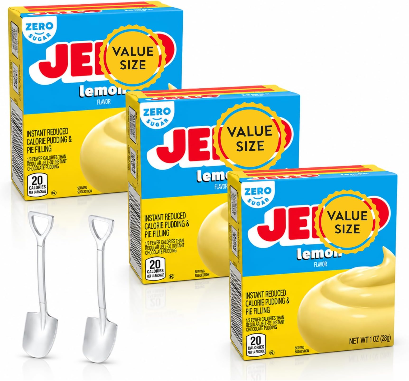 Instant Pudding and Pie Filling Mix, 1 oz Boxes (Pack of 3), Sugar Free Dessert Mix for Pies, Parfaits, No Bake Desserts and Homemade Recipes (Zero Sugar Lemon Pudding) Candy Freezer Shovel Spoons