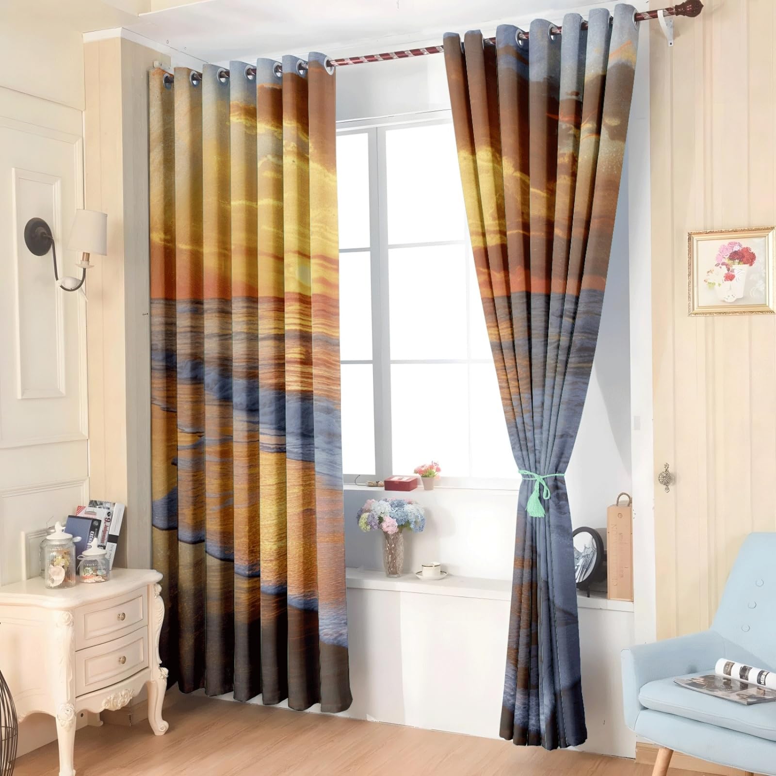Curtain Orange Weiß Grau Gardinen Polyester Vorhang mit Ösen Blackout Curtain Waschbar Vorhänge mit Ösen Living Room Thermovorhang Schlafzimmer Verdunklungsvorhänge Blickdicht 2x140x160cm