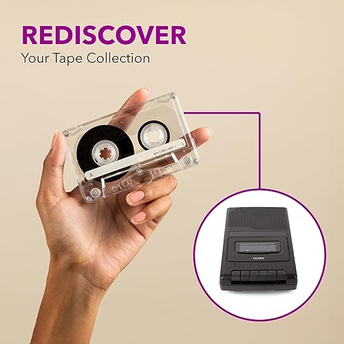 Miniatura 2 de Coby Reproductor de casetes portátil y grabadora de casetes de cinta con micrófono integrado, mango integrado y grabación de un solo toque con