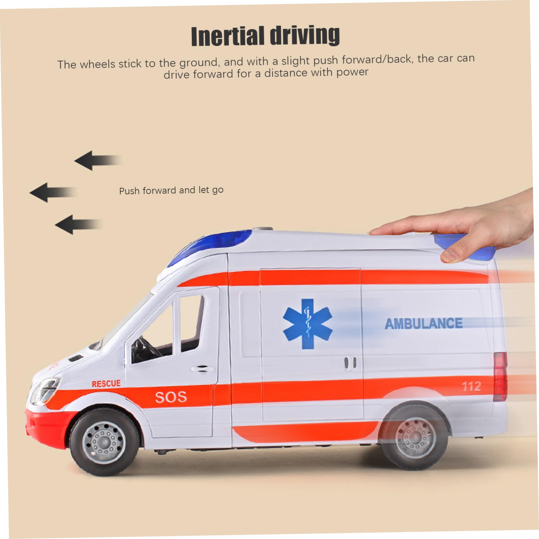 1pc Ambulance Juguete con Luces y Sonidos simulación Ambulancia de Juguete de batería con 5 Puertas Abiertas Vehículo de Juguete de inercia para niños Antimitaciones de 3+ cumpleaños