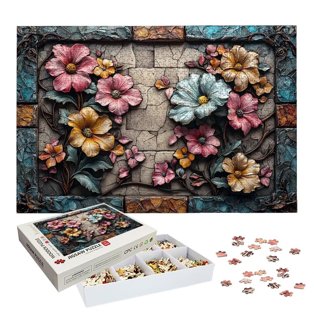 Puzzle 1000 Piezas, Puzzle Flor de Madera para Adultos, Regalos -2518