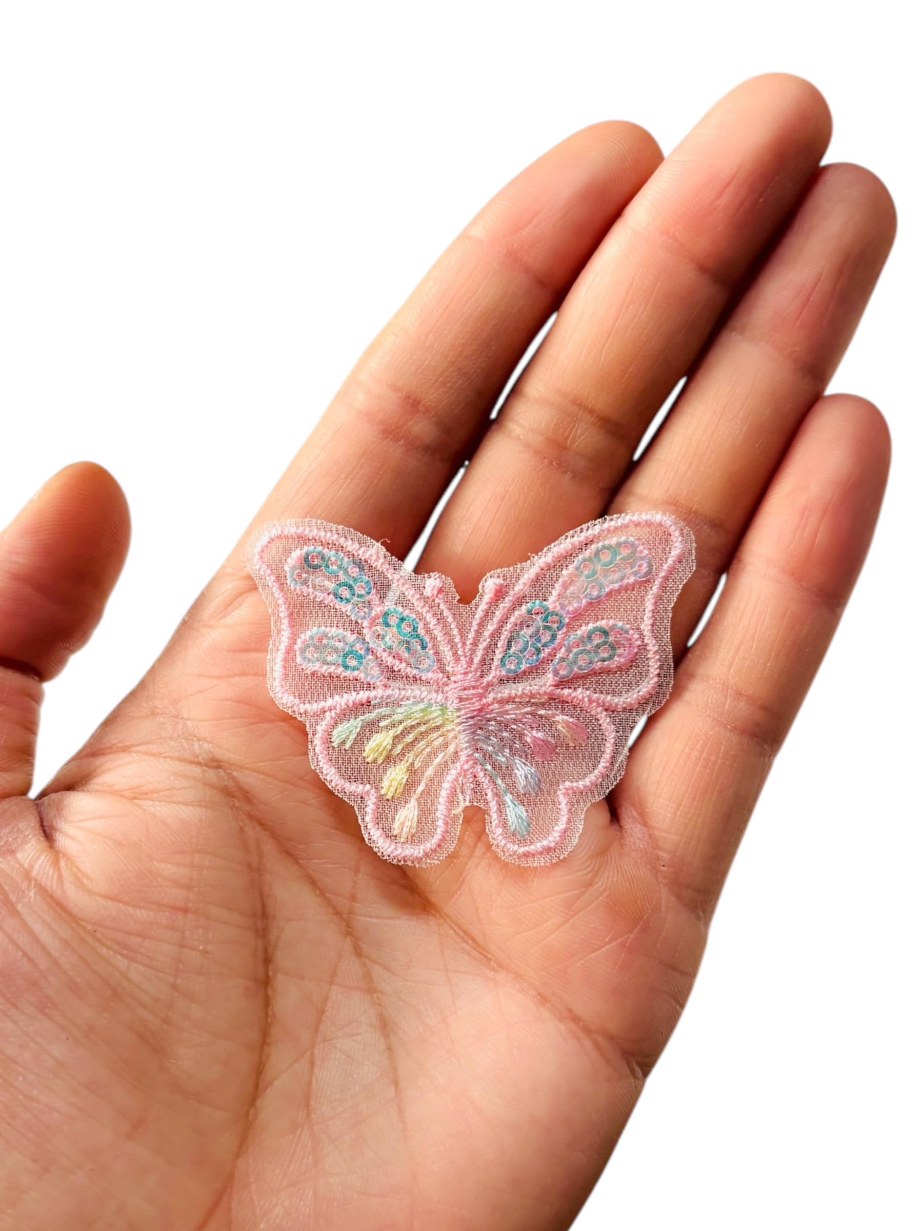 WARMINGO DE 4 PC Butterfly Embroidered Appliqué Patches, Sew-On, Lightweight | Cake & Gift Decor | Ideal for DIY Clothes, Dresses, Scarves, Bags, Accessories, Crafts & Cakes (Pink Butterfly)-image-31