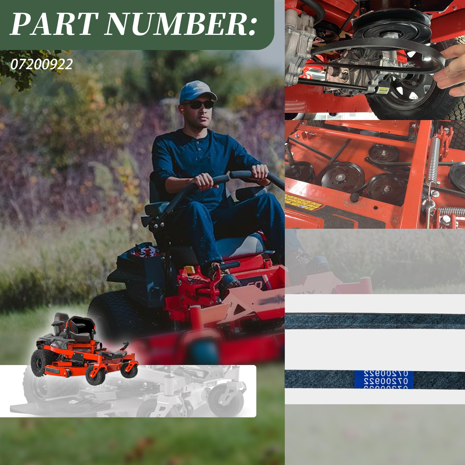 07200922 - Correa trapezoidal compatible con cortacésped Gravely ZT XL 60 de giro cero, cortacésped Ariens Ikon 60 (correa en V)