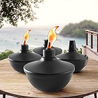 Vista 8 de Paquete de 6 antorchas de metal para mesa, antorchas de citronela de 22 onzas para exteriores, antorcha de luz de llama recargable, linterna