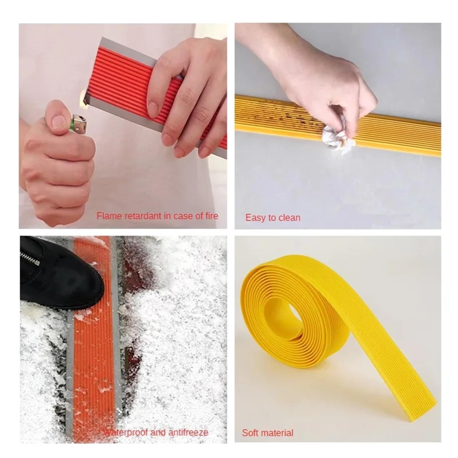 Tira antideslizante para peldaños de escalera con parte trasera autoadhesiva, impermeable, color amarillo, para protección del suelo de alfombras, borde de 500 cm de largo para suelos de baño y