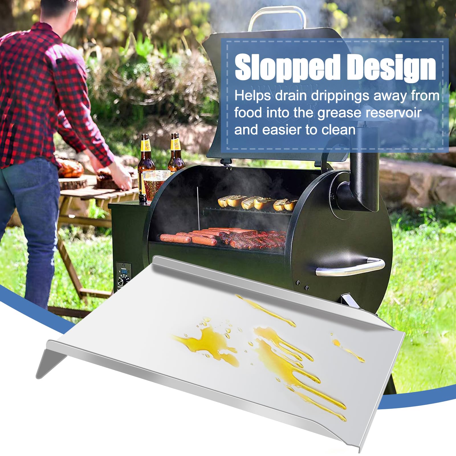 BBQ-PLUS BAC012 - Baffettatrice a goccia di ricambio per griglia a pellet Traeger, nuovo Lil' Tex, Lil' Tex Elite, Lil' Tex Pro, serie Pro 22 BAC-012