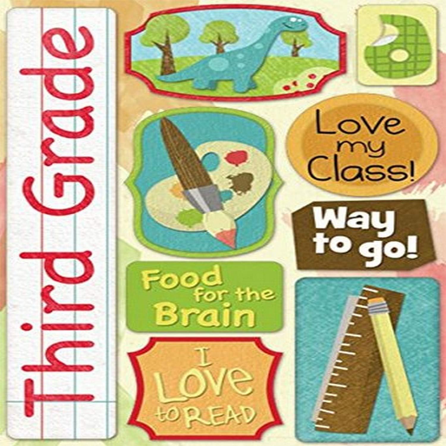 KAREN FOSTER 11523 Design Acid and Lignin Free Scrapbooking Sticker Sheet, Third Grade