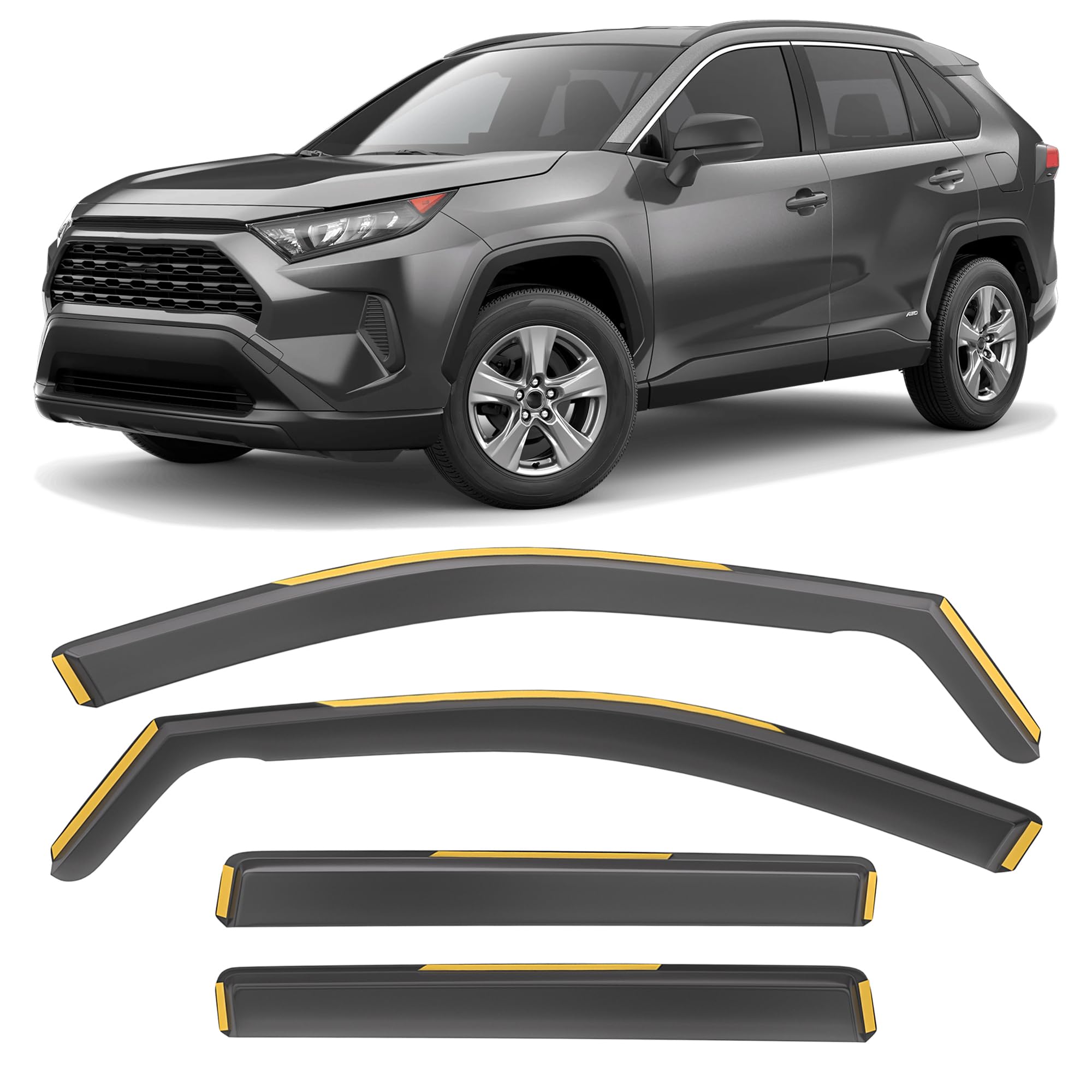 Shatterproof in-Channel Window Rain Guards for Toyota RAV4 2020-2025, Window Deflectors, Window Visors for Car, Vent Deflector, 4pcs