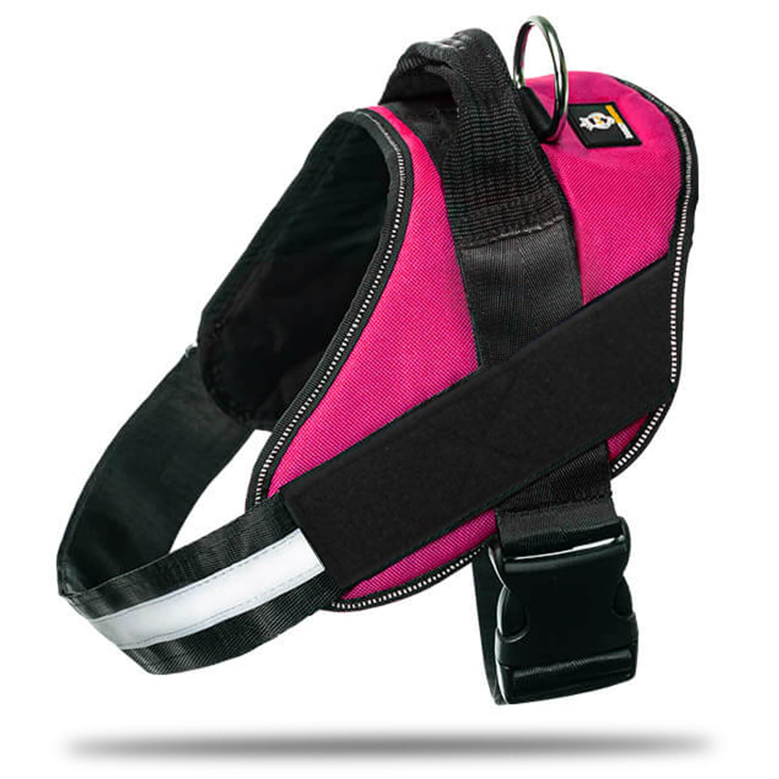 DOGGYKINGDOM Non Pull Dog Harness with Patch Panels and Handle, Adjustable, Reflective, No Choke, Heavy Duty Easy On Service Dog Vest Harnesses for Medium Large Small Sized Dogs - Rose Red, M