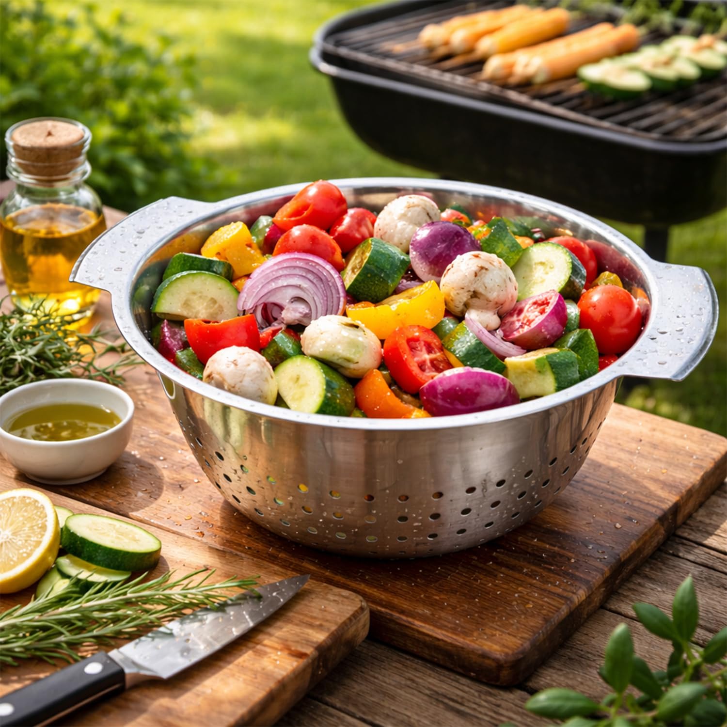 Colador para ensaladas, colador de cocina, colador de acero inoxidable, colador de pasta | diámetro de 24 cm, colador de verduras, colador de verduras, apto para lavavajillas, 2 asas, colador de