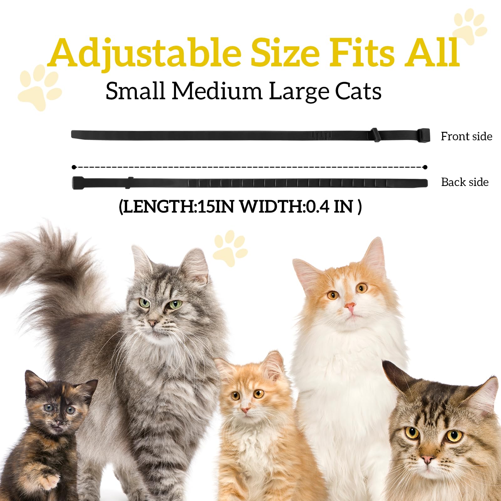 4-Pack Cat Calming Collar, Breakaway Cat Collar for Kittens to Large Cats, 4-Week Long Lasting, for Cat Anxiety Relief, Ideal for Indoor Cats(Black) - image 6