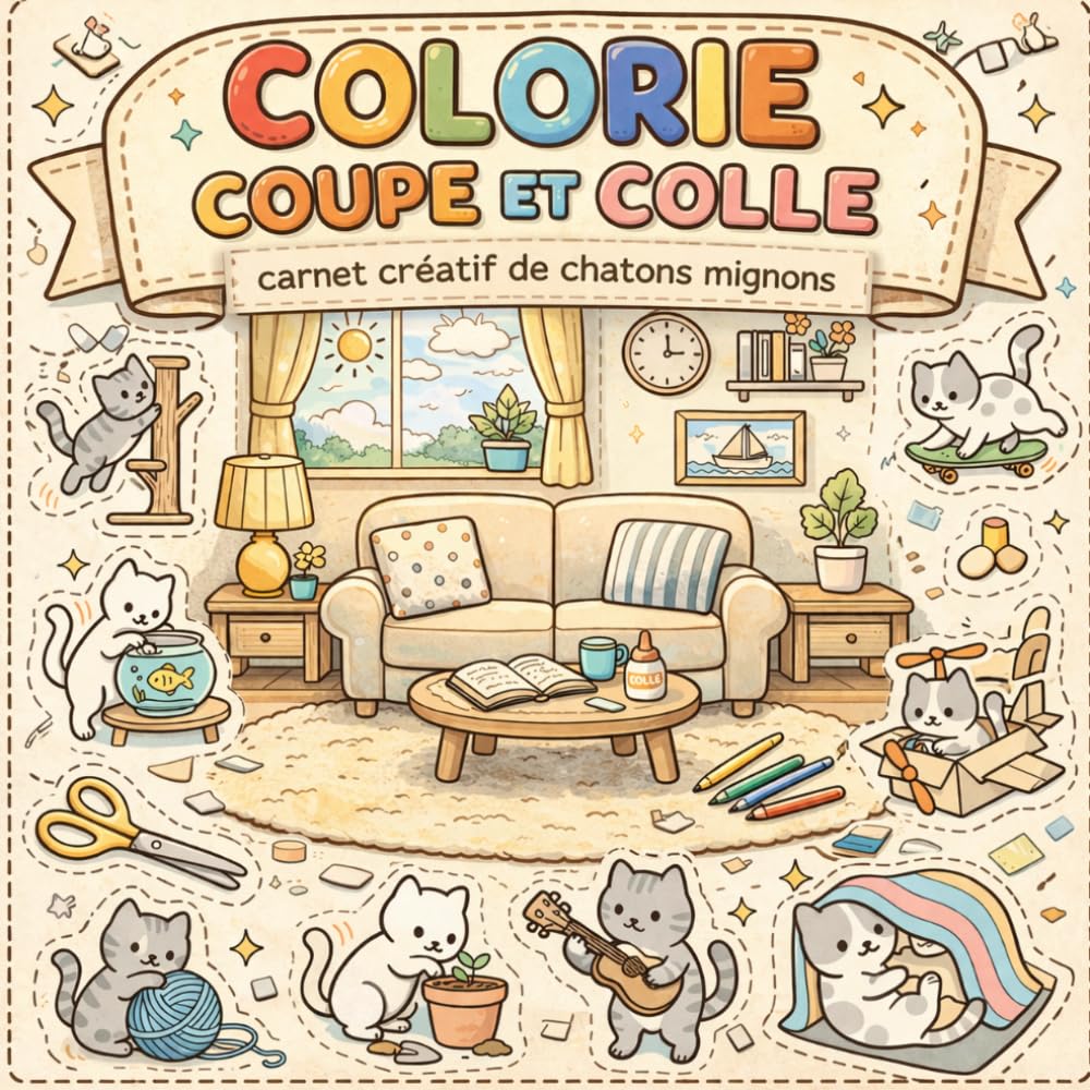 COLORIE COUPE & COLLE: Carnet créatif de chatons mignons